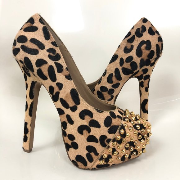 Steve Madden Cheetah Cow Hair Platform Heels - Picture 2 of 8